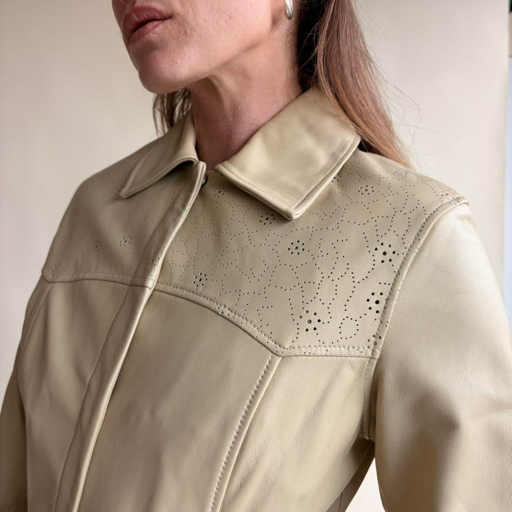 Pamala McCoy Cream Leather Jacket - NWT, Size XS