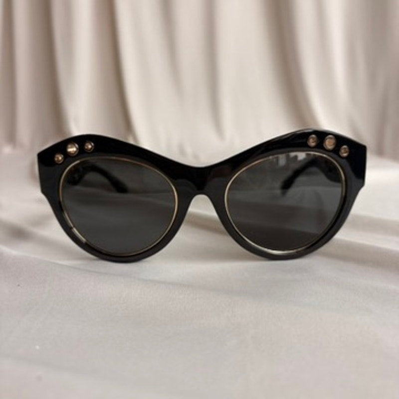 Versace Rock Ring Cat-Eye Sunglasses - VE4320, Black, Brand New