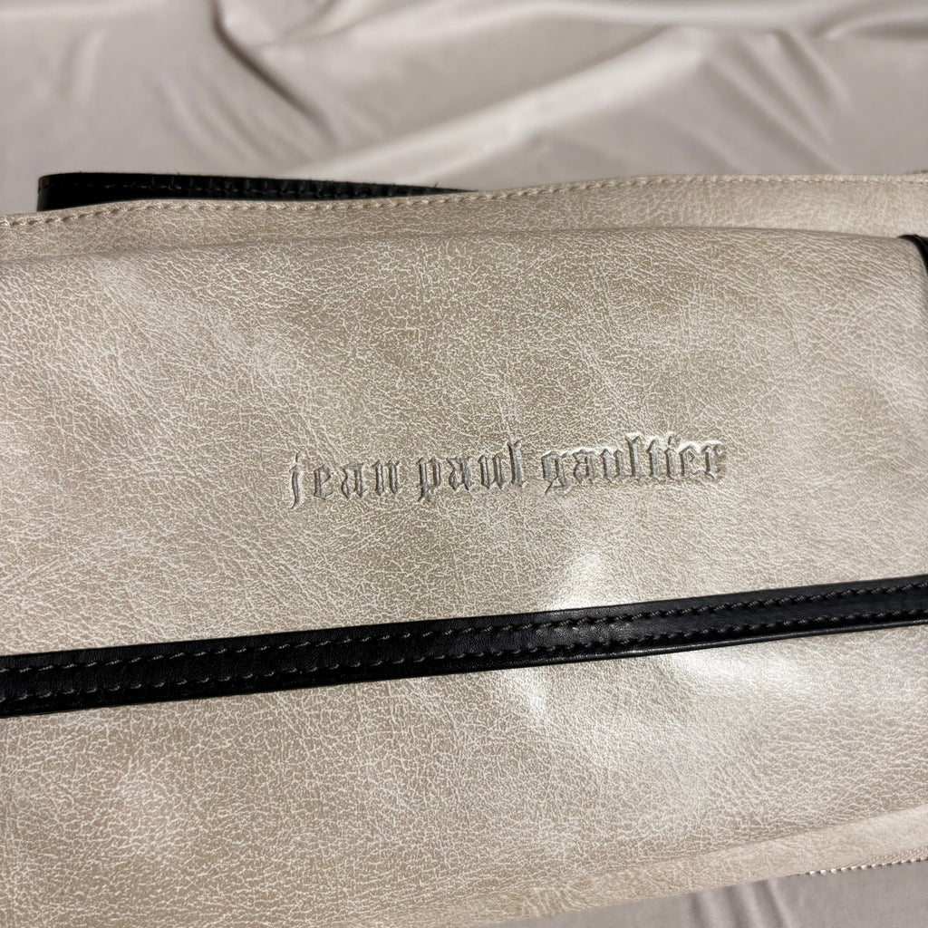 Vintage Jean Paul Gaultier Cream & Black Studded Belted Crossbody Bag
