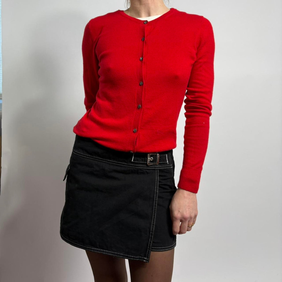 Banana Republic Red Crewneck Cardigan - Size Small