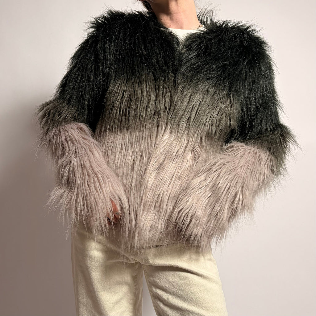 Celsius Premium Y2K Faux Fur Gradient Coat - Size M