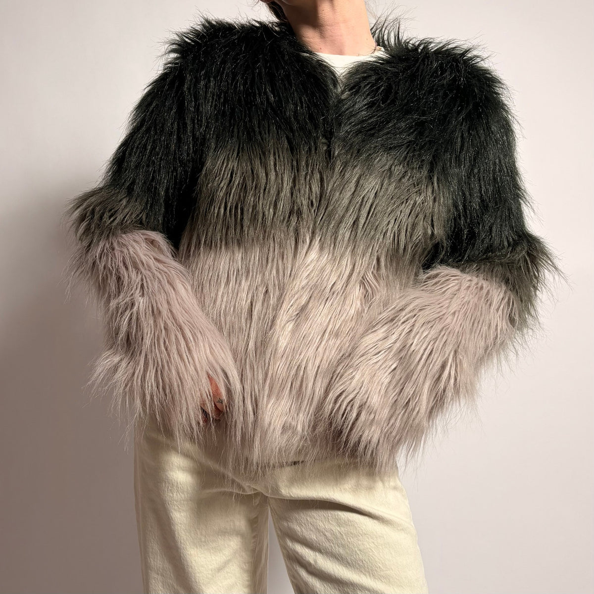 Celsius Premium Y2K Faux Fur Gradient Coat - Size M