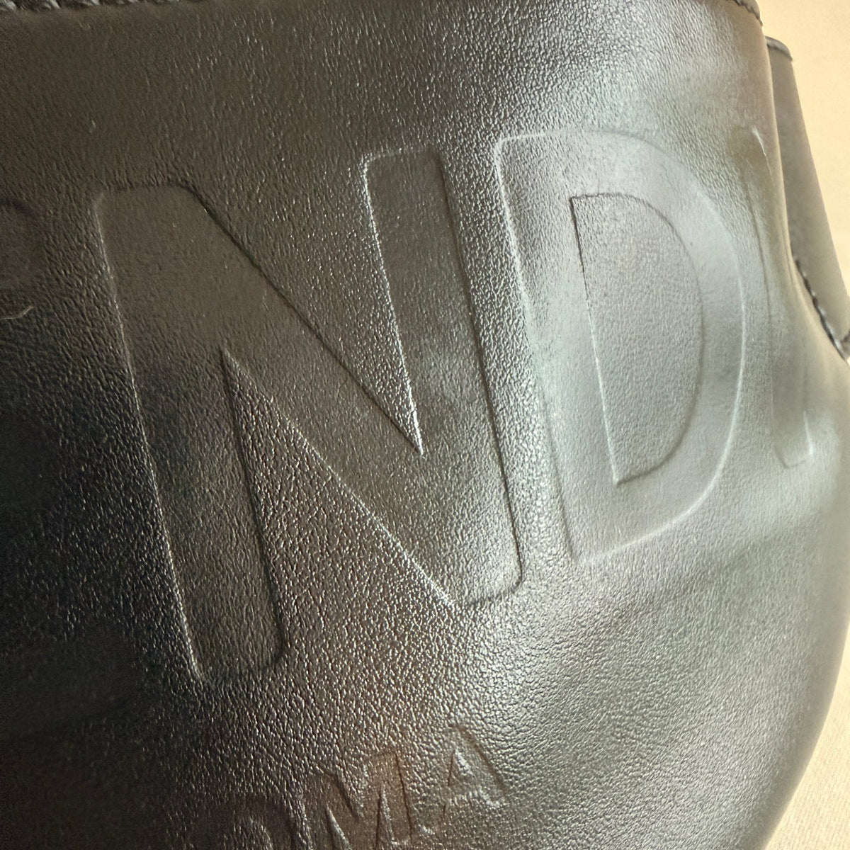 Fendi Roma Logo Black Leather Belt Bag - 3D Embossed Logo
