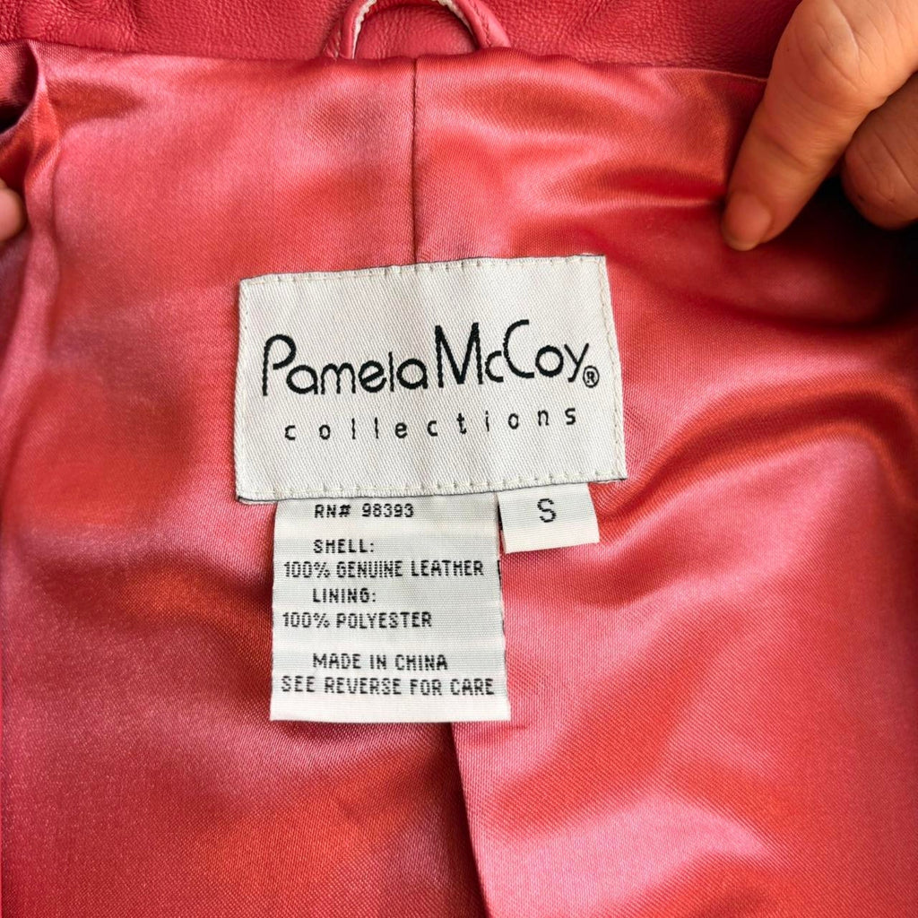 Pamela McCoy Raspberry Pink Leather Moto Jacket - Size Small