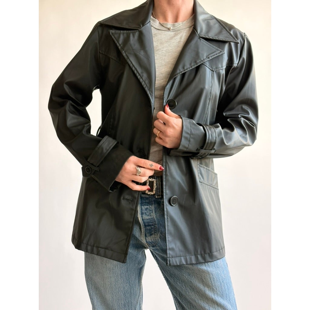 Vintage Louise Paris Black Short Trench Jacket