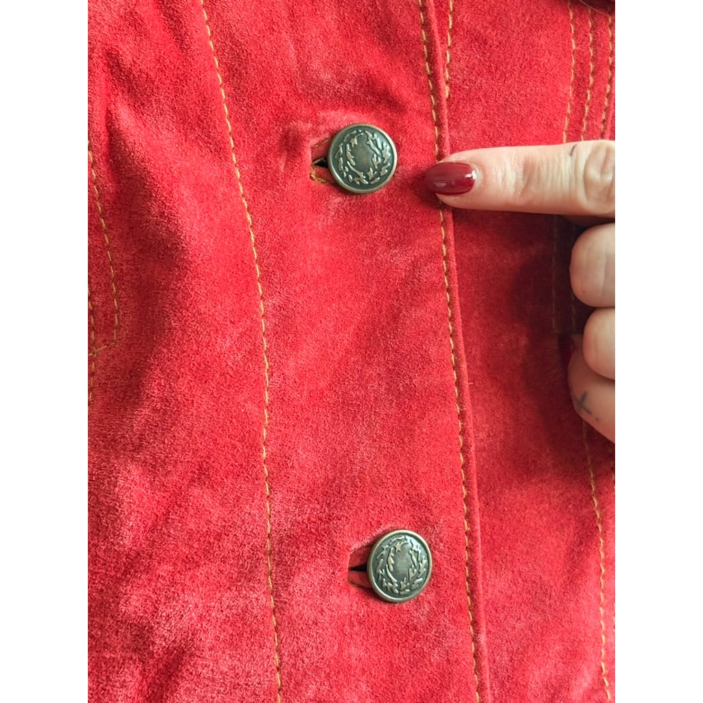Brandon Thomas Red Suede Western Trucker Vest
