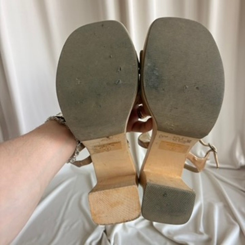 l.e.i. Wooden Platform Sandals - Brown Strappy, Chunky Block Heel, 90s/Y2K, Size 8