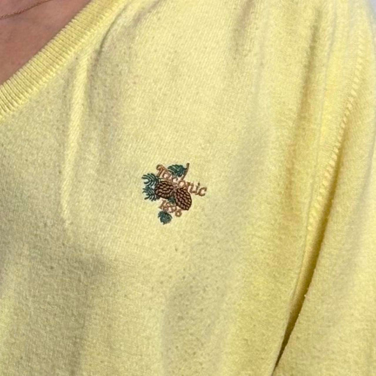 Vintage Yellow Taconic 1896 Izod V-Neck Sweater Taconic patch - Mens Large
