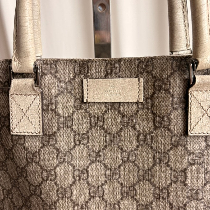 Gucci GG Supreme Joy Vertical Tote - Neutral Canvas, Light Leather Trim
