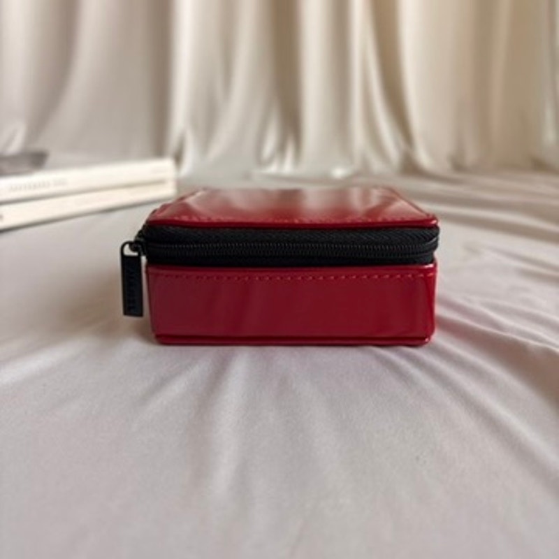 Chanel Red Vinyl Makeup Pouch - Logo Plaque, Vintage