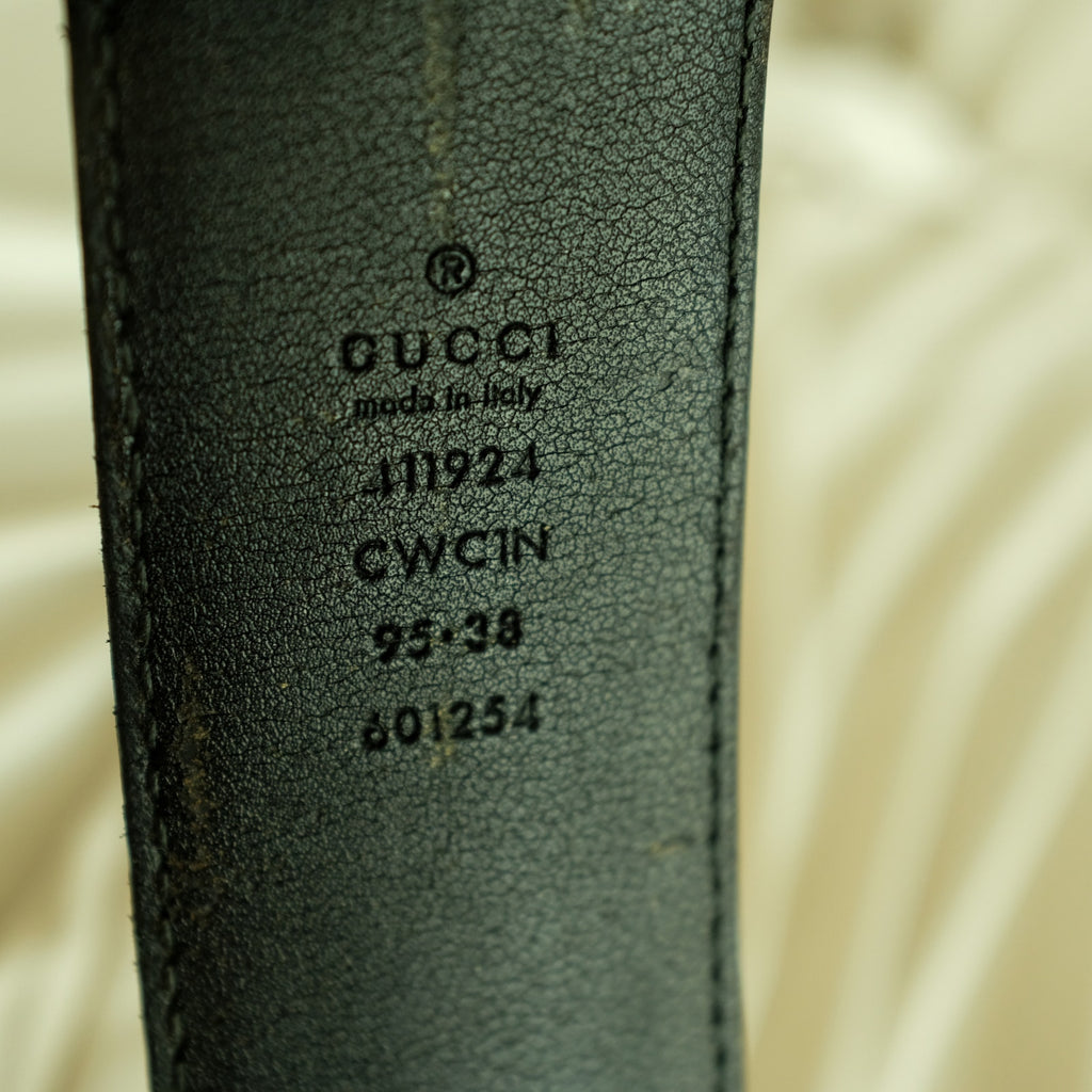 Gucci Interlocking G Belt - Black Leather, Silver Buckle, Size 95