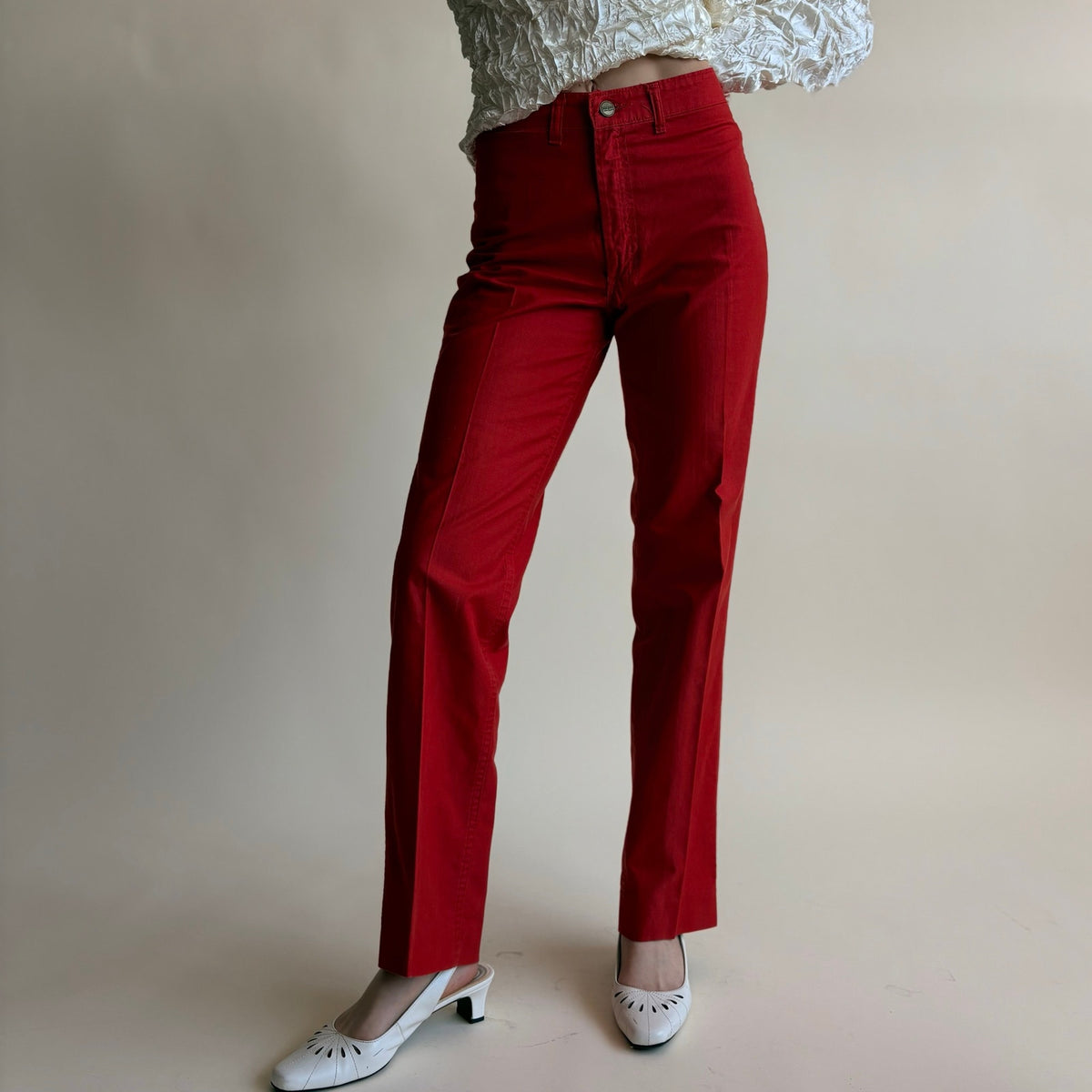 Cacharel Paris Red High-Waisted Wide Leg Jeans - Size 8 (Fits 2)