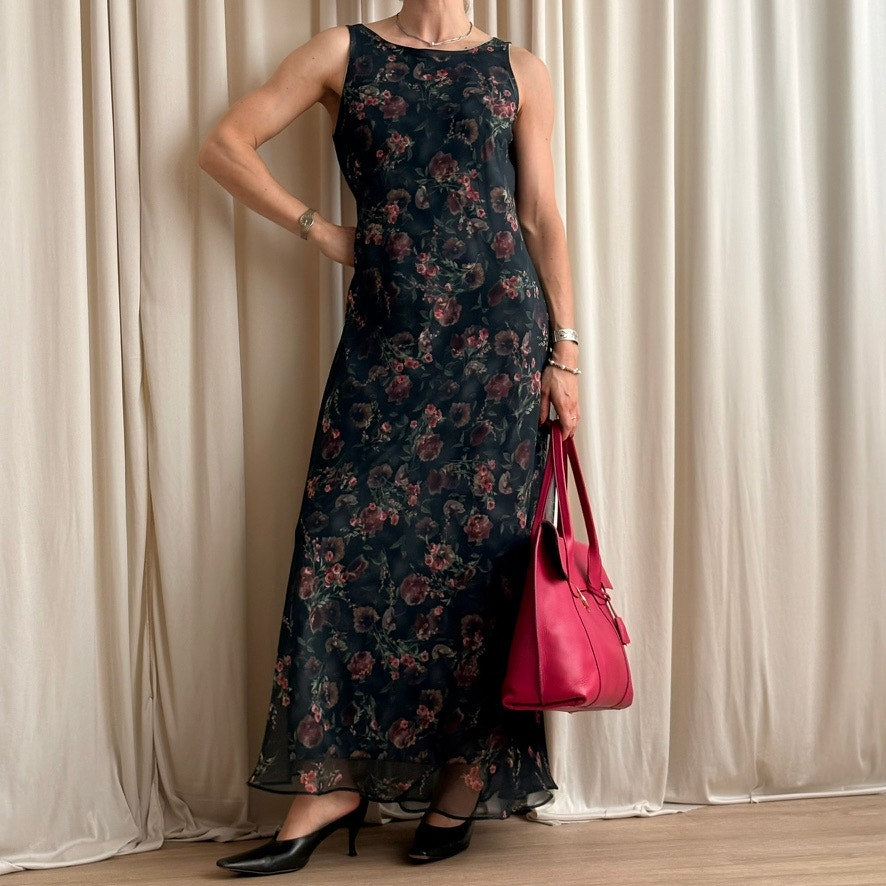 Alyn Page Black Floral Maxi - NWT, Made in USA, Size 11/12 (Fits L)