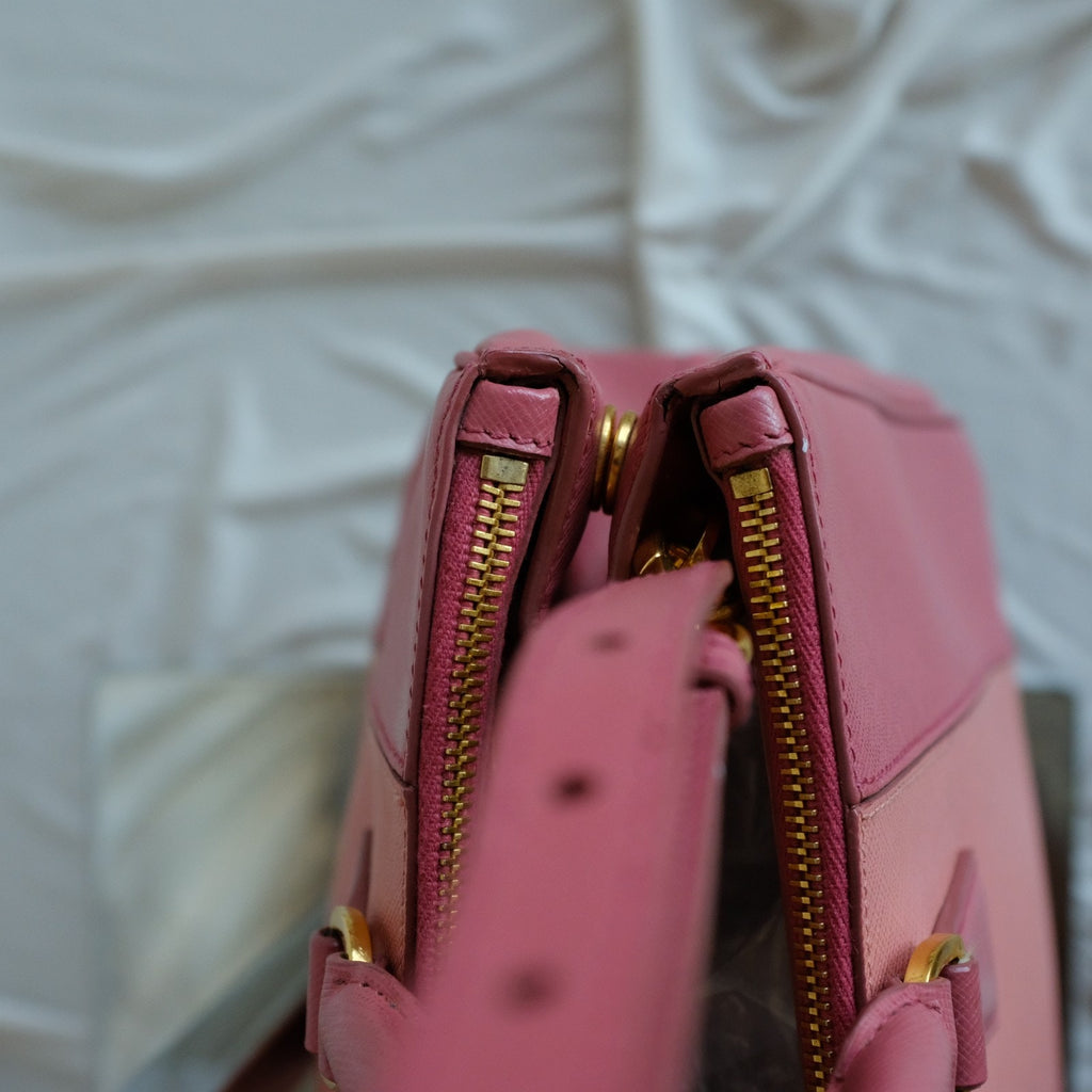Authentic Prada Galleria Tote Saffiano Lux Leather Bi-Color Pink Double-Zip COA