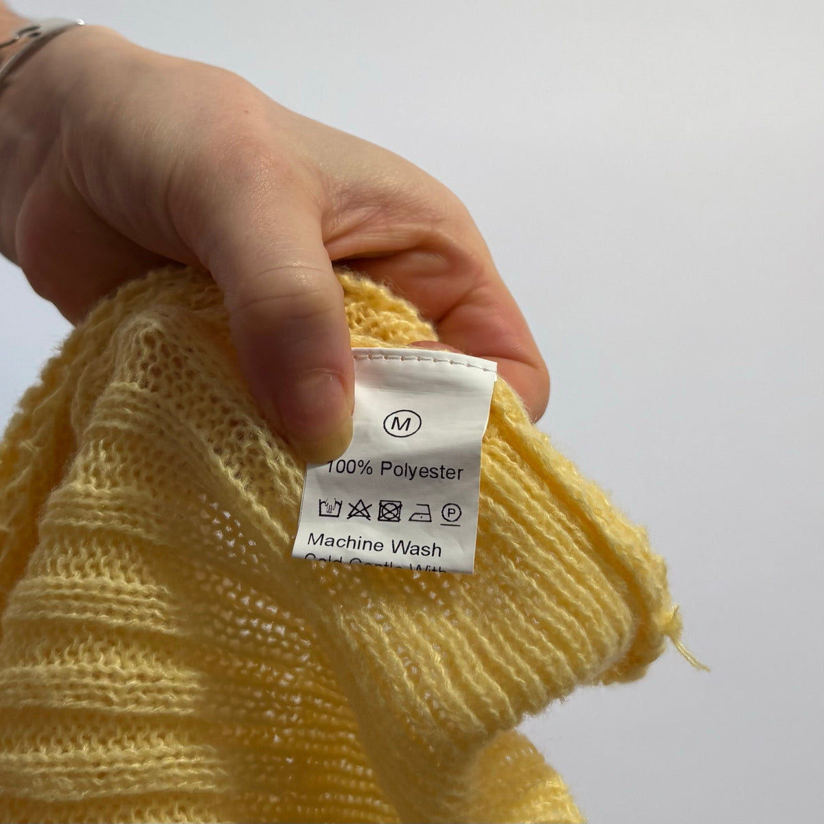 Yellow Pointelle Argyle Crewneck Sweater - Size Medium