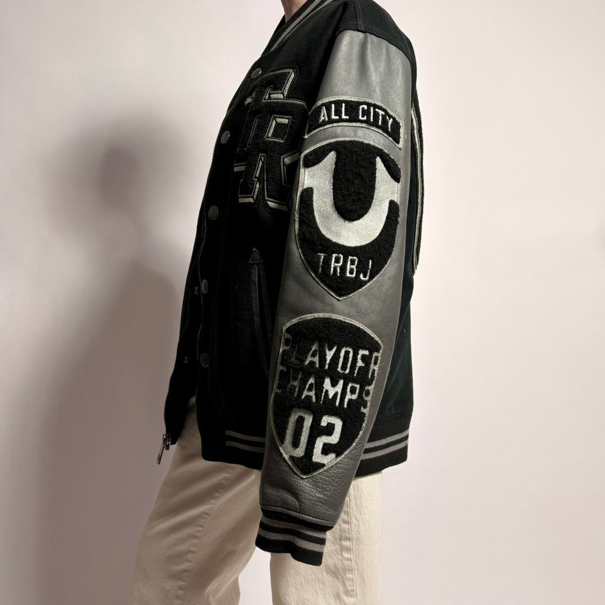 True Religion Varsity Jacket - Black/Grey, Size XL
