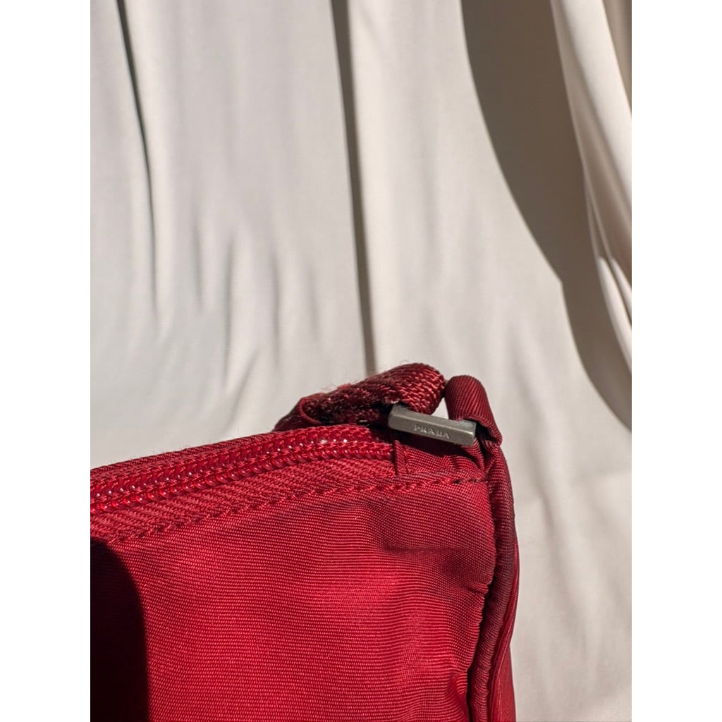 Vintage Prada Red Tessuto Nylon Pochette Bag