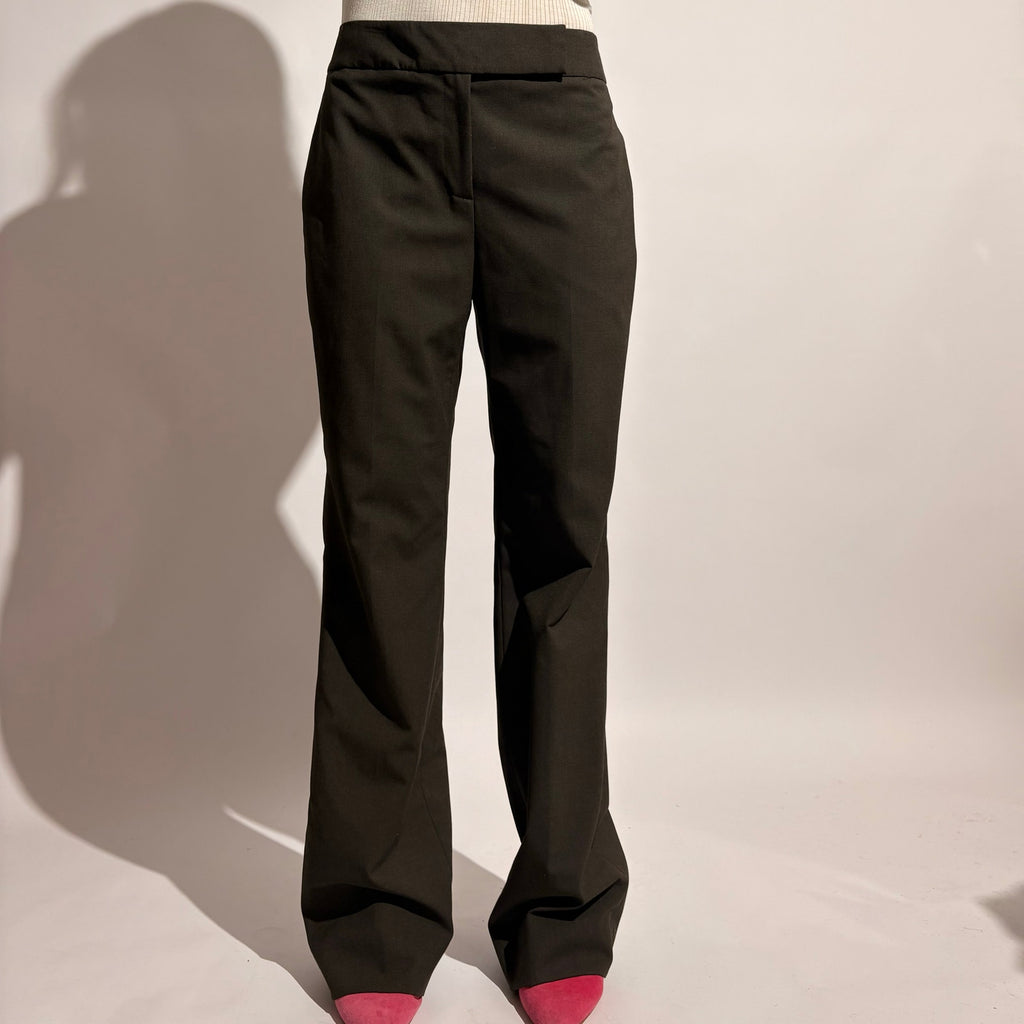 Dark Grey Mid Rise Flared Trousers - 4