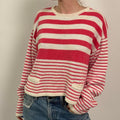 Vintage Pink and White Bibesco Sweater | M