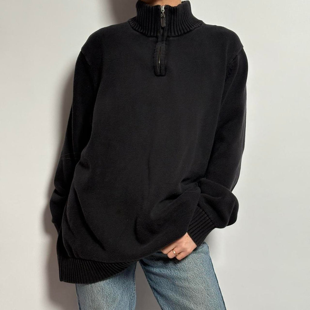 Vintage llbean black quarter zip