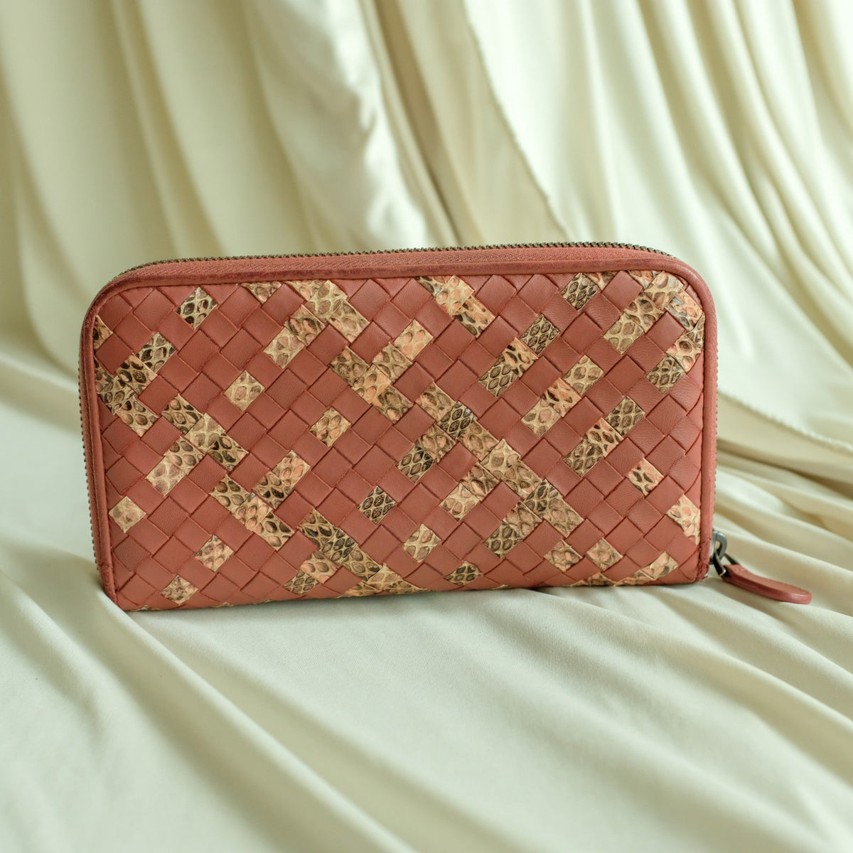 Bottega Veneta Intrecciato Zip Wallet - Multicolor, Nappa Leather, Snakeskin
