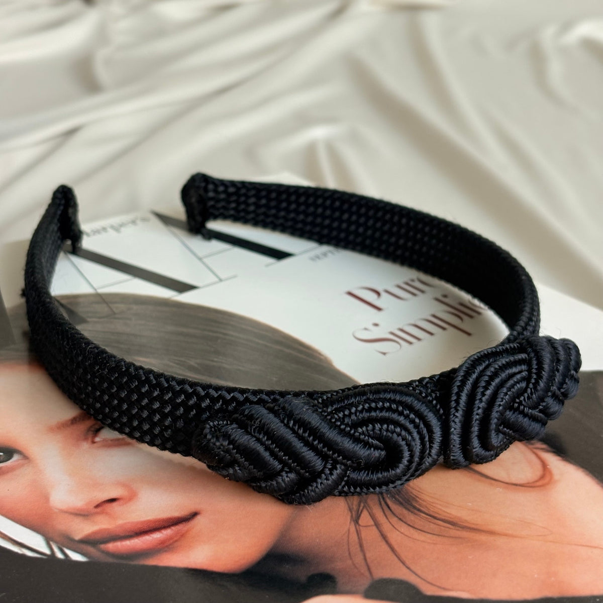 Black Rope Knot Headband - Retro, 13"