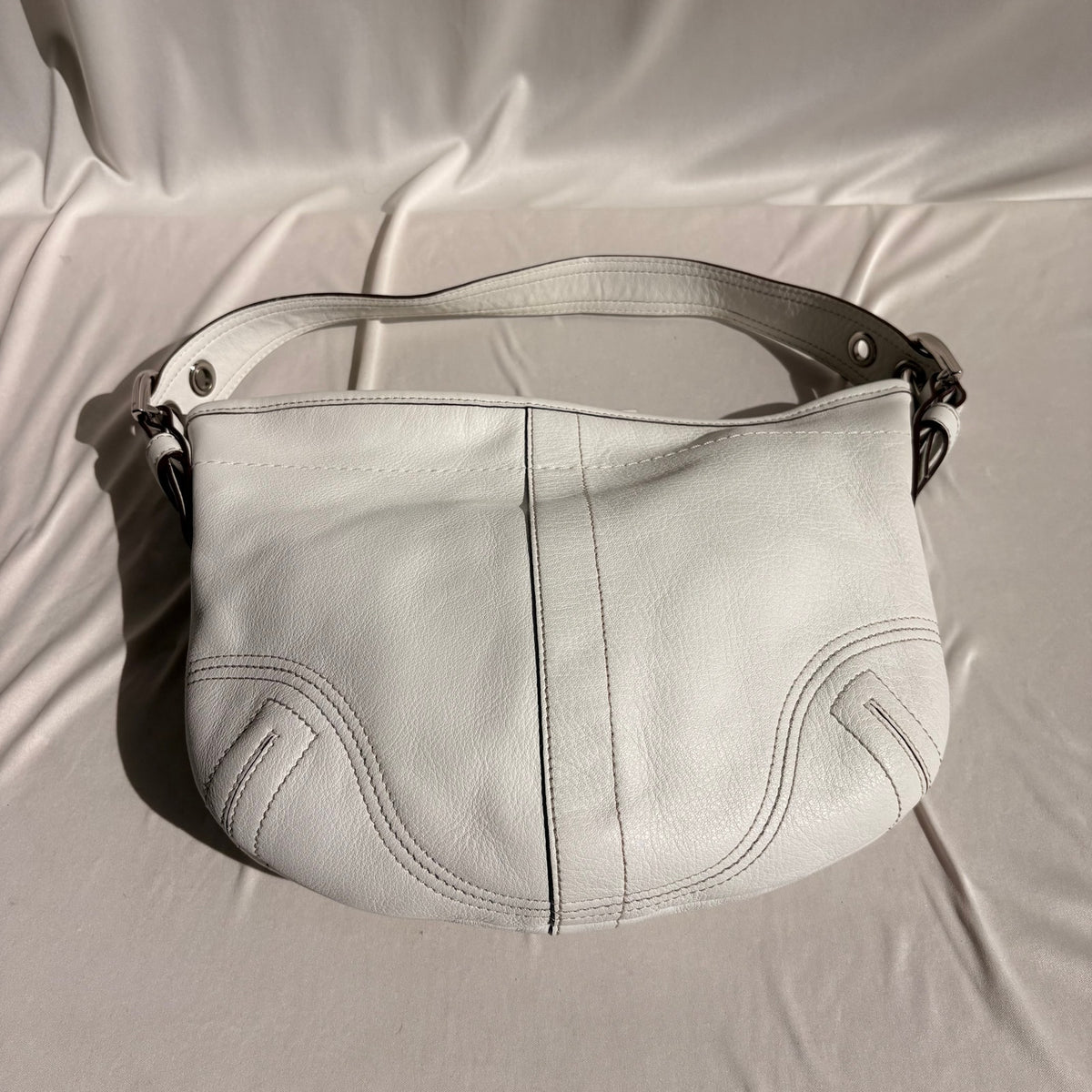 Vintage Coach Soho Pebbled Leather Shoulder Bag, White