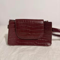 Primark Burgundy Croc Print Shoulder Bag - Small