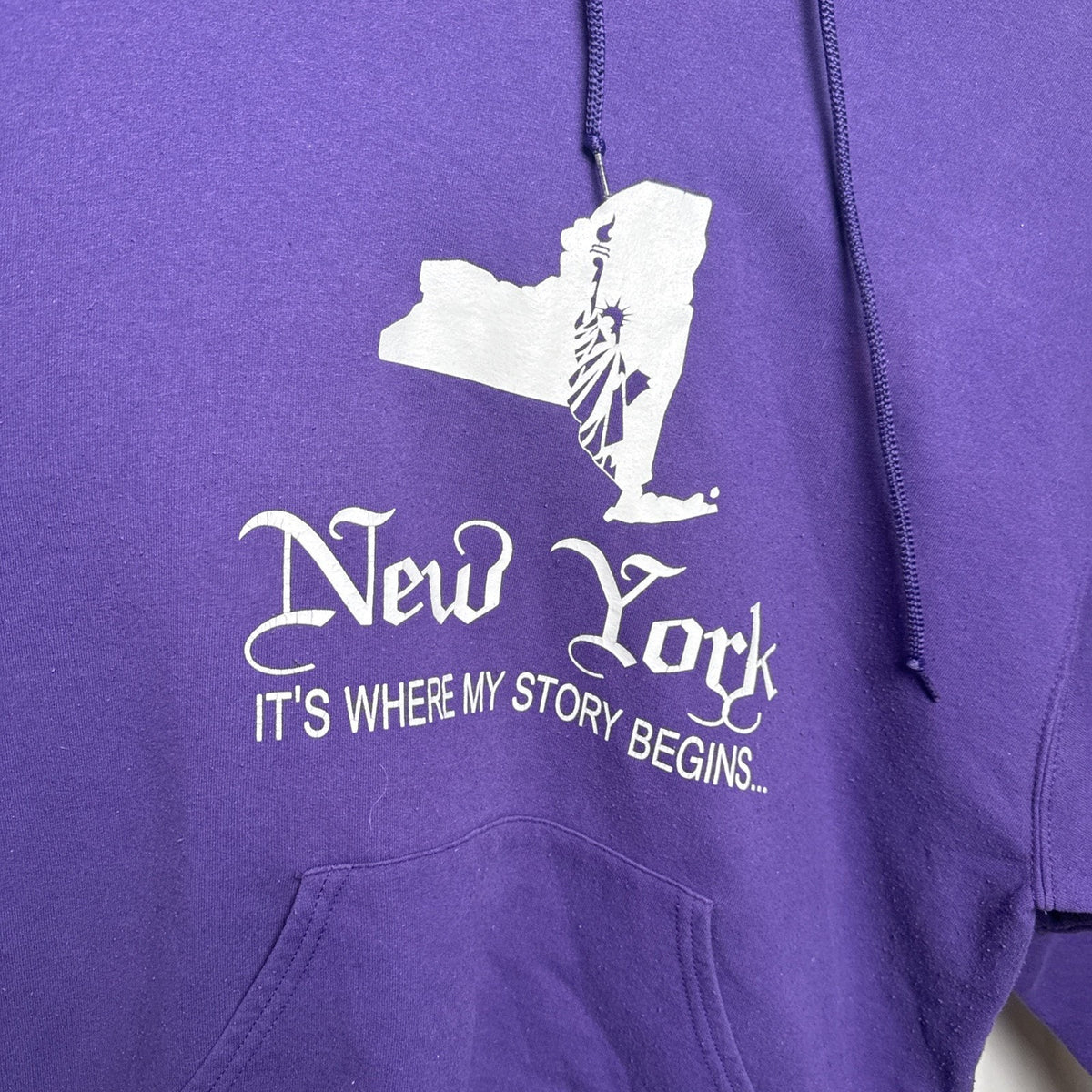 New York Purple Hoodie Pullover Sweatshirt Unisex Adult Size XL