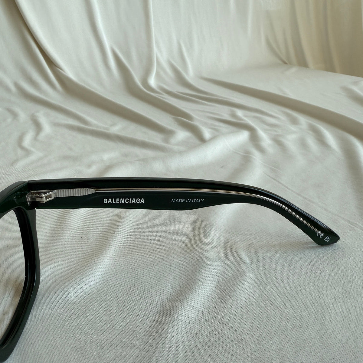 Balenciaga BB0242O Eyeglass Frames  - Shiny Dark Green Acetate, Logo Temples