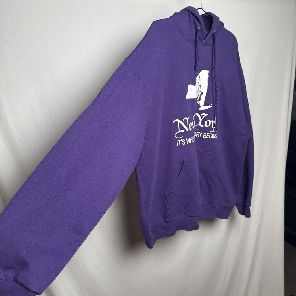 New York Purple Hoodie Pullover Sweatshirt Unisex Adult Size XL