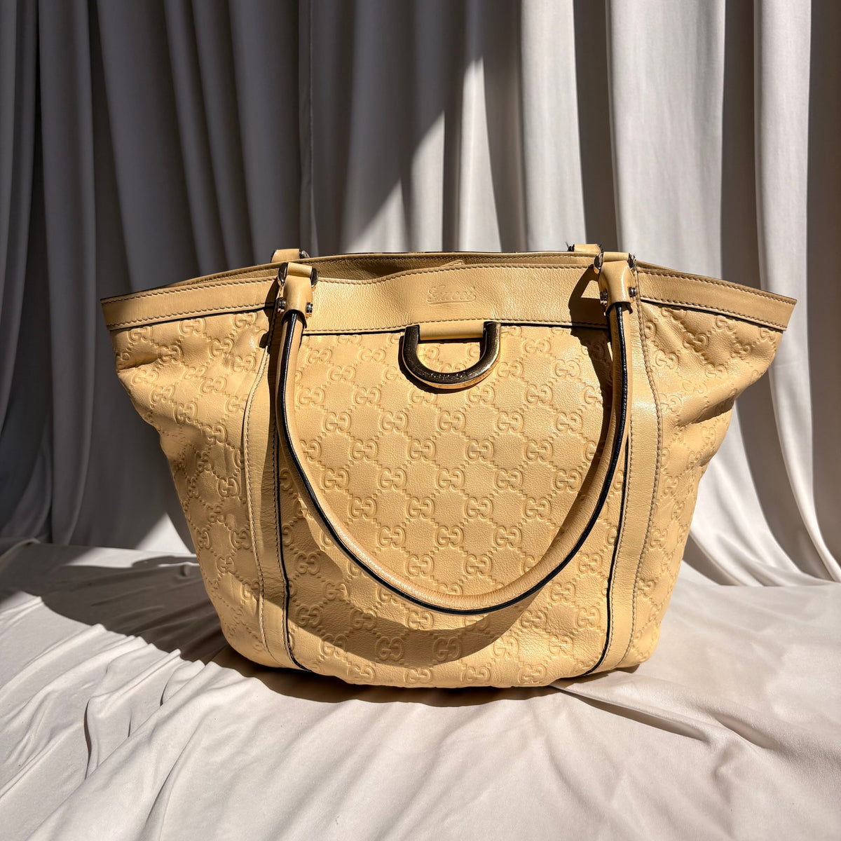 Gucci Abbey Tote - Guccissima Leather, Yellow, D-Ring Detail