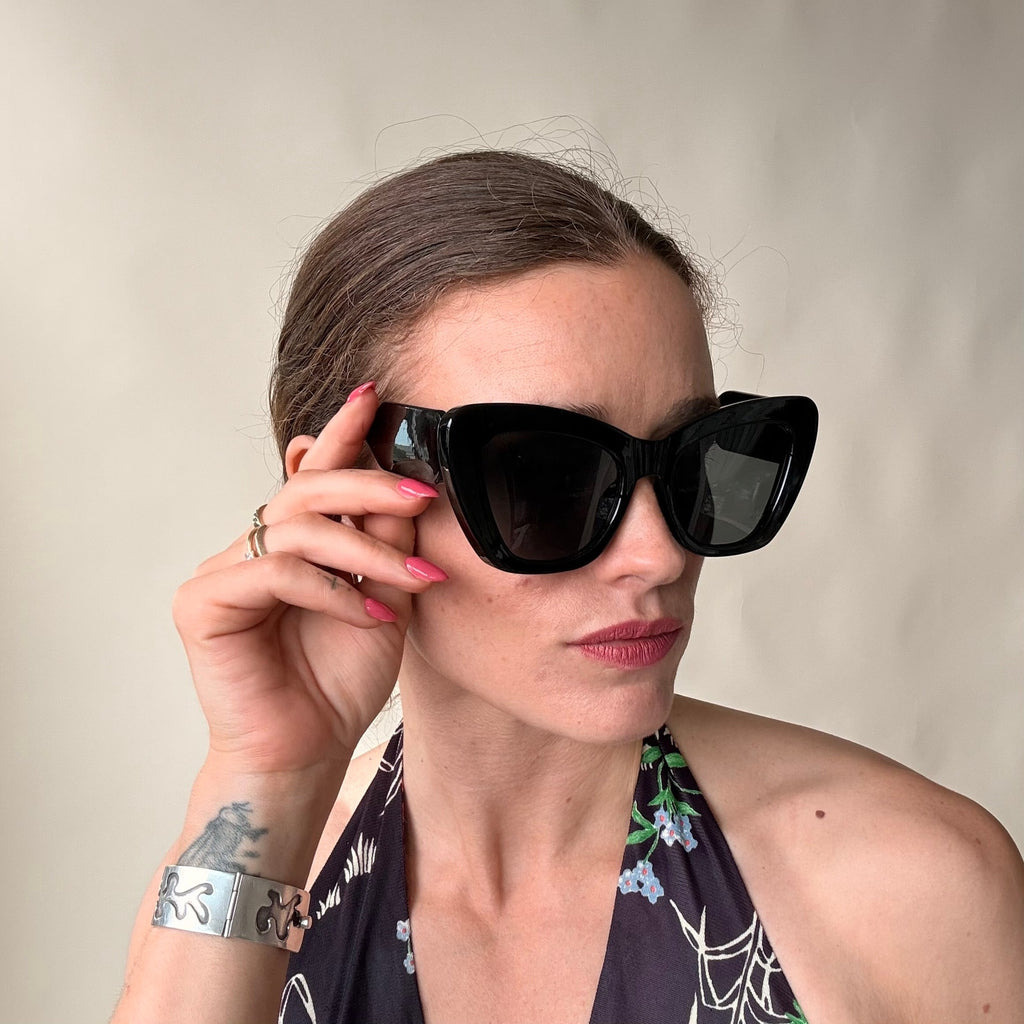 Oversized Black Cat-Eye Sunglasses - Chunky, Brand New