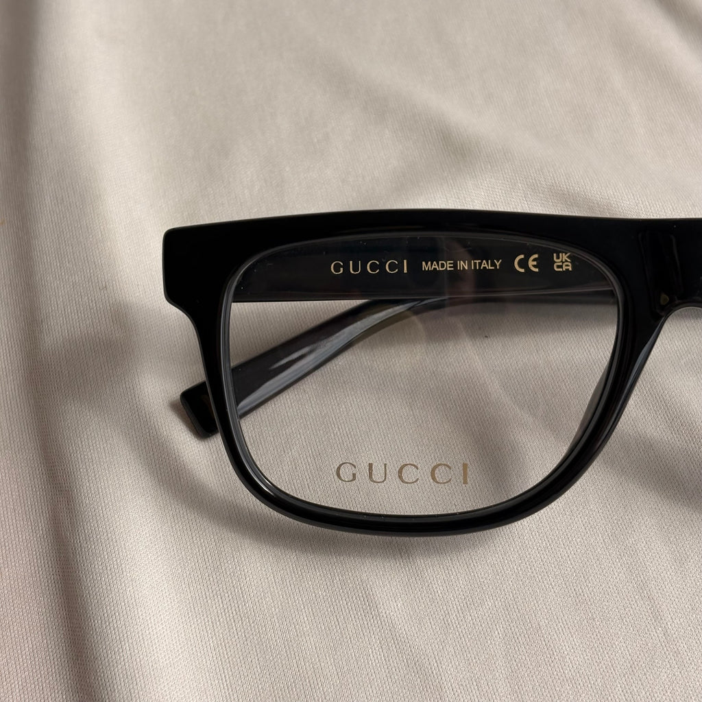 Gucci Black Square Eyeglasses - GG1117O - Red & Green Web, NIB