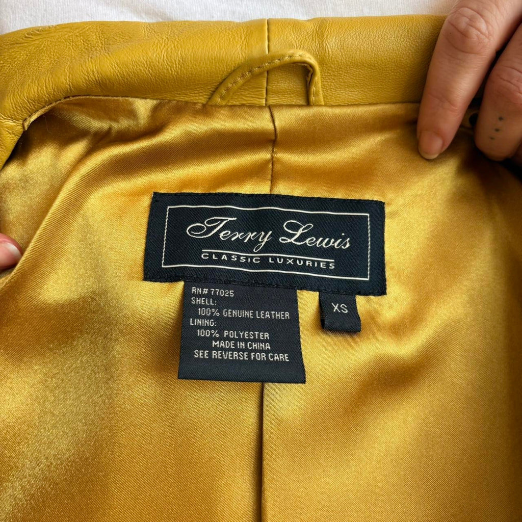 Jerry Lewis Mustard Yellow Leather Blazer - Size XS