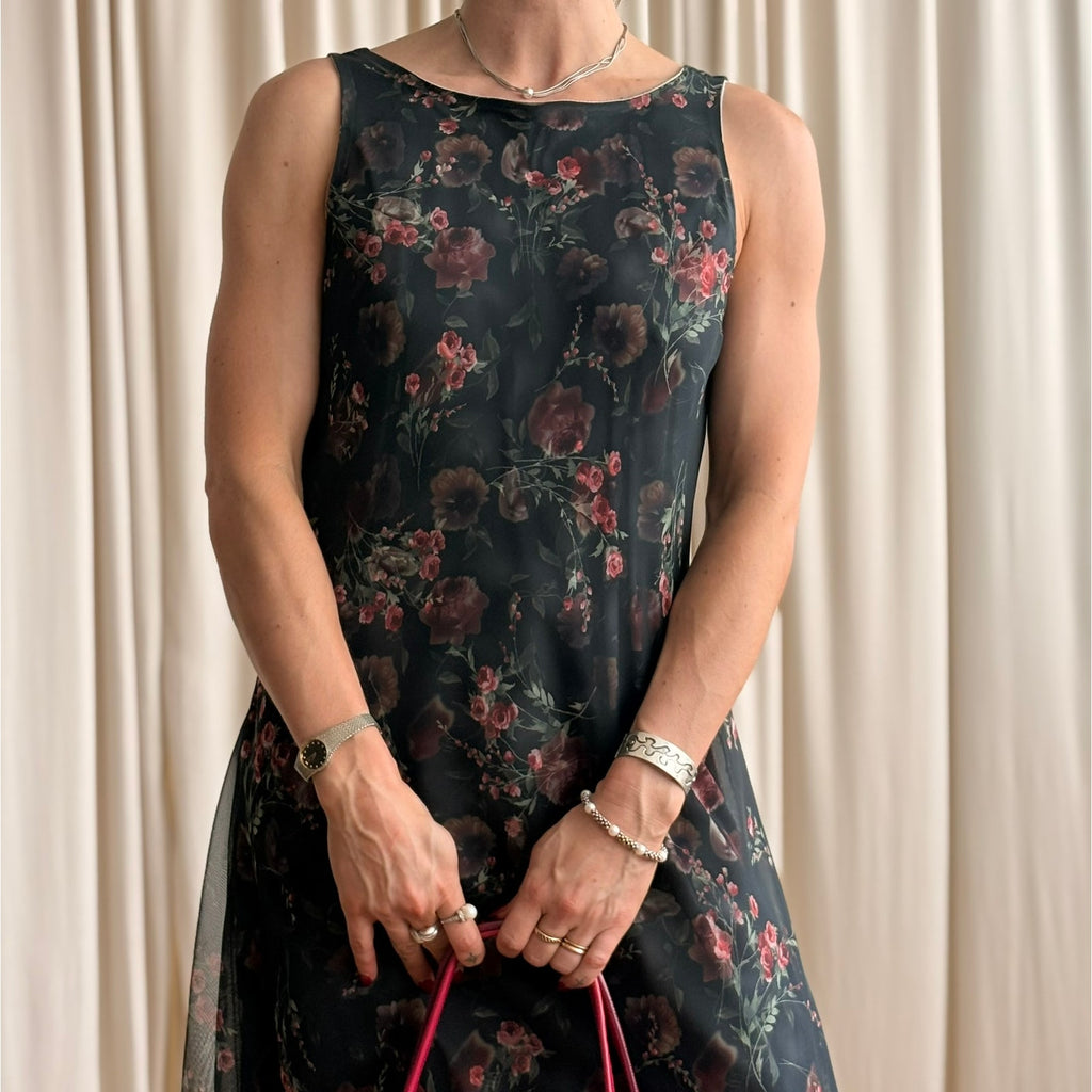 Alyn Page Black Floral Maxi - NWT, Made in USA, Size 11/12 (Fits L)