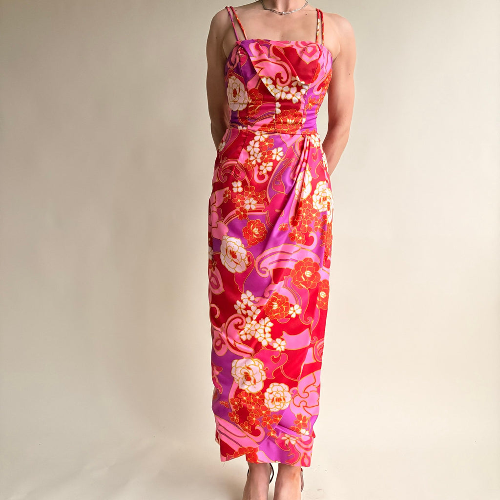 Vintage Paradise Hawaii Pink and Orange Formal Dress  (Fits 2)