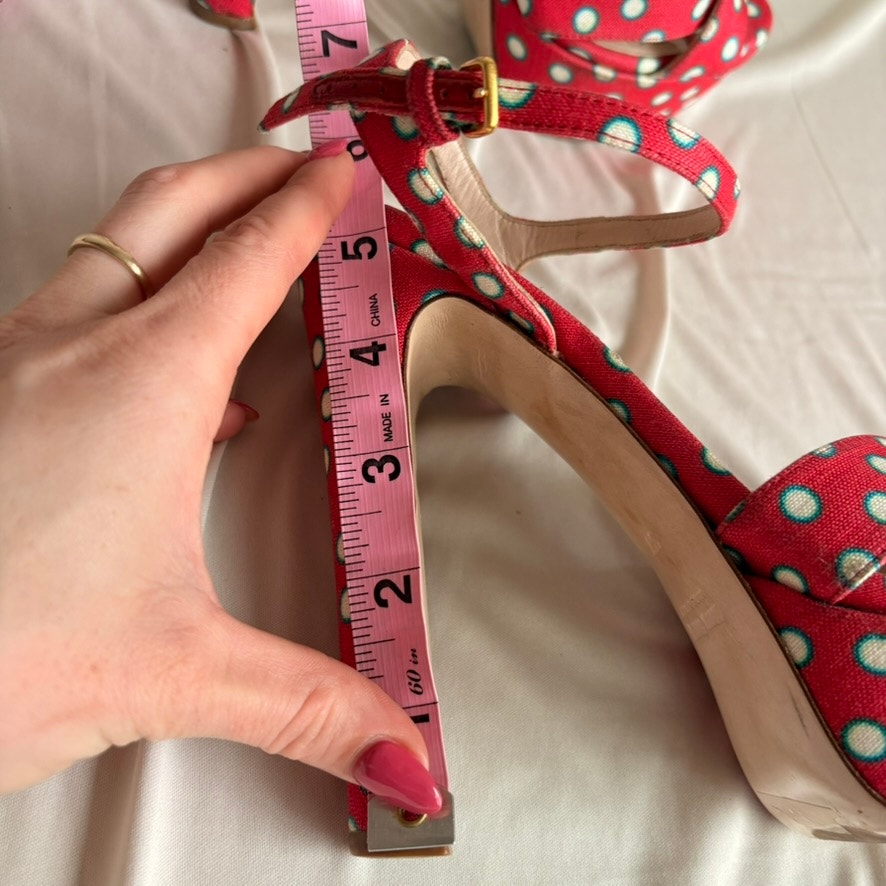 Miu Miu Polka-Dot Canvas Platform Sandals - 2010 SS Collection, EU 37/US 7