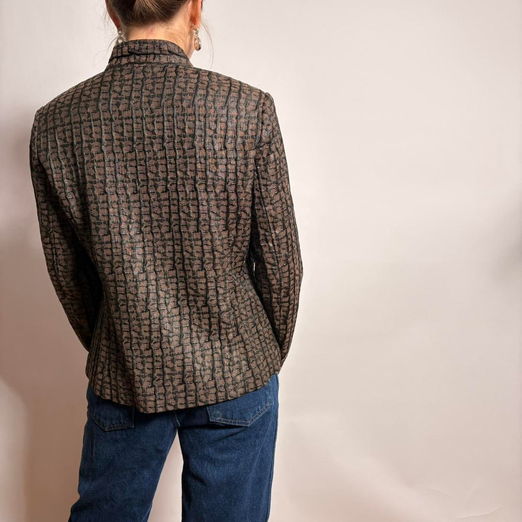 Due Per Due Textured Stand Collar Jacket - Size M