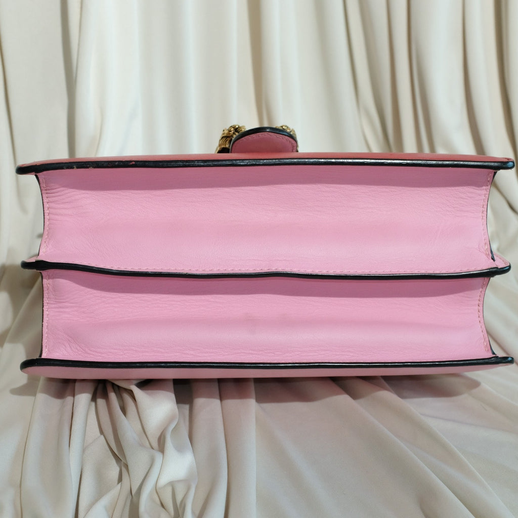 Gucci Dionysus Bamboo Medium Top Handle Bag Pink Leather Sylvie Web Strap