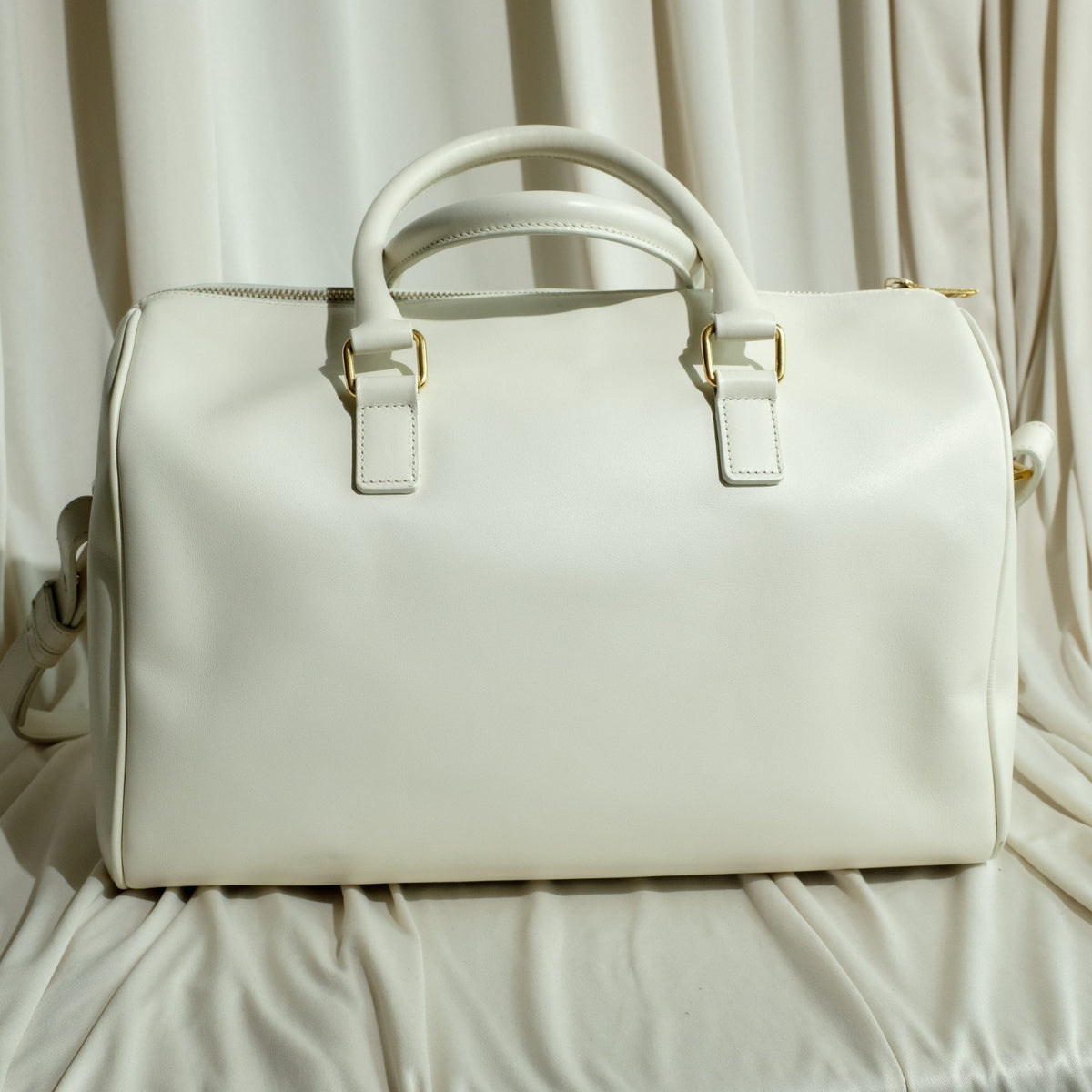 Saint Laurent (YSL) Classic Duffle 6 – White Calf Leather Handbag