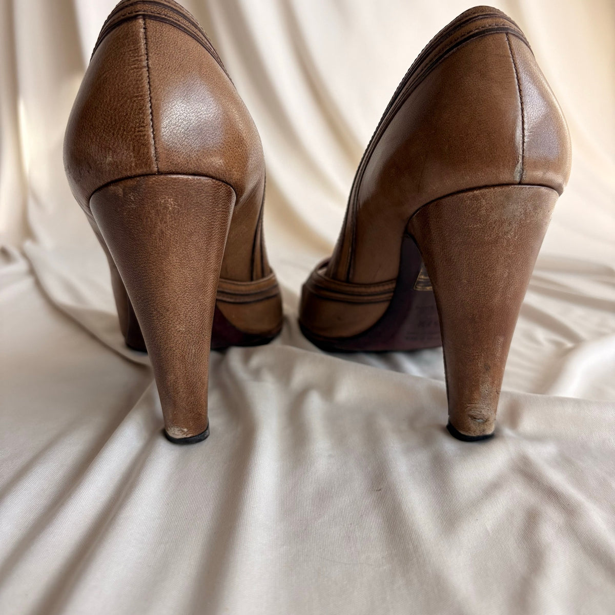 Vintage Prada Leather Cutout Accent Pumps - Crossover Straps, 37.5