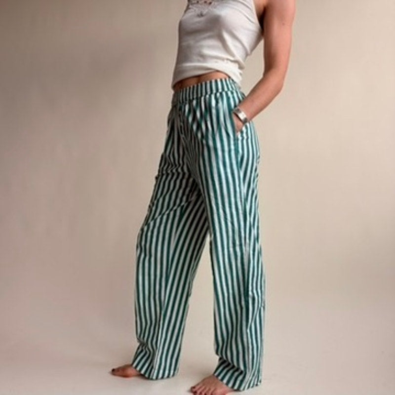 Grayson Threads Green & White Stripe Lounge Pants -  Size XXS