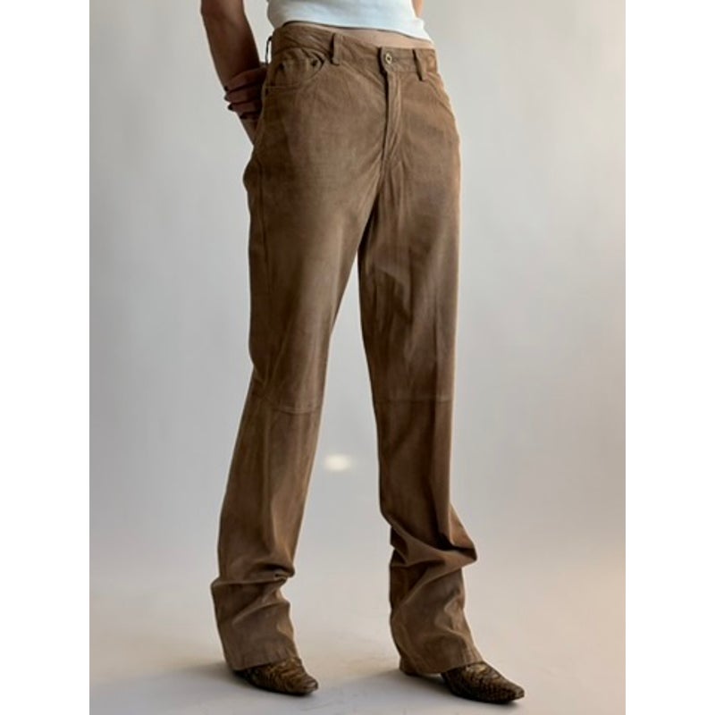 Vintage DG by Diane Gilman Light Brown Suede Straight Leg Pants