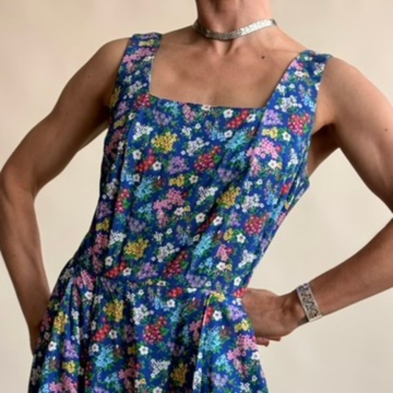 Liz Claiborne Sport Blue Floral Sun Dress -  Size 6 (Fits M)