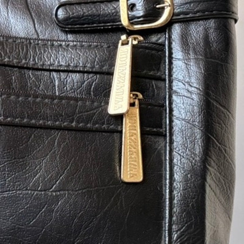 Vintage Ambassador Black Leather Bag - Gold Hardware, 90s