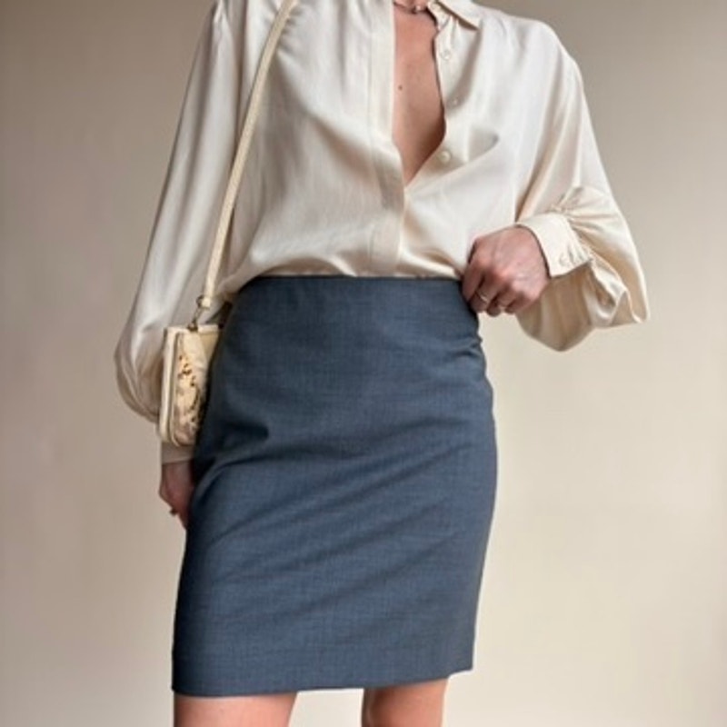 Talbots Grey Mini Suit Skirt - High Waisted, Office Siren, Size 0P