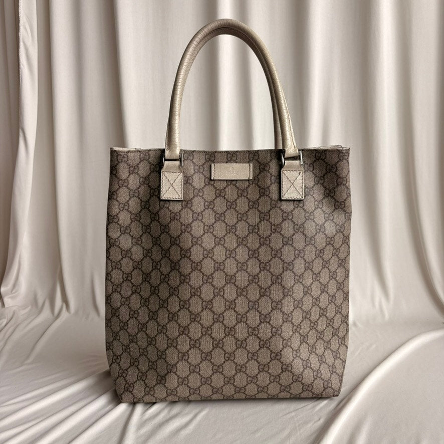 Gucci GG Supreme Joy Vertical Tote - Neutral Canvas, Light Leather Trim
