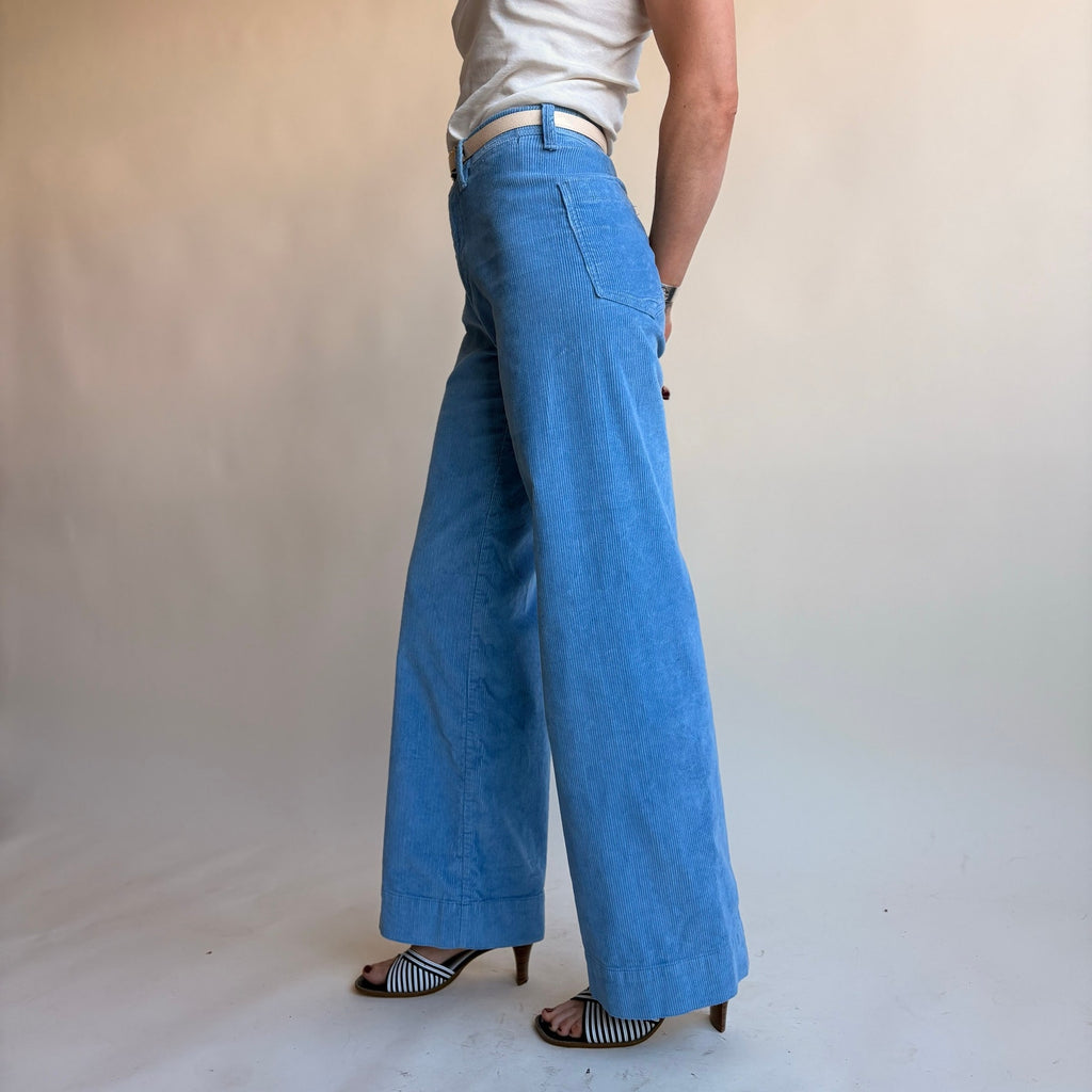 Gap Baby Blue High-Waisted Corduroy Pants - Wide Leg, 00, Y2K