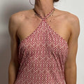 Chloé SS 2001 Pink and White Abstract Mesh Halter Dress - Large